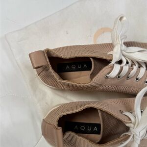 Aqua Tan Sneakers with Suede Finish and White Sole